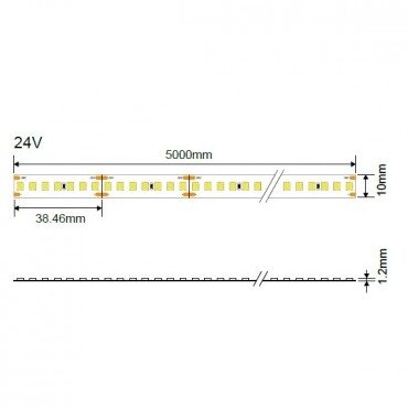 LED juosta, 14W/m, 1820Lm/m, 24V, šilta balta šviesa 4 LED juosta, 14W/m, 1820Lm/m, 24V, šilta balta šviesa 4