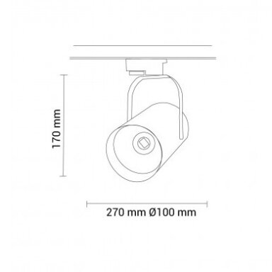 LED bėginis šviestuvas, 3F, 25W, 2000Lm, juodas, šalta balta šviesa