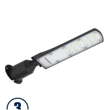 LED gatvės šviestuvas, reguliuojamas spindulys, 3 metai garantija, 100Lm/W, 30W, neutrali balta šviesa LED gatvės šviestuvas, reguliuojamas spindulys, 3 metai garantija, 100Lm/W, 30W, neutrali balta šviesa