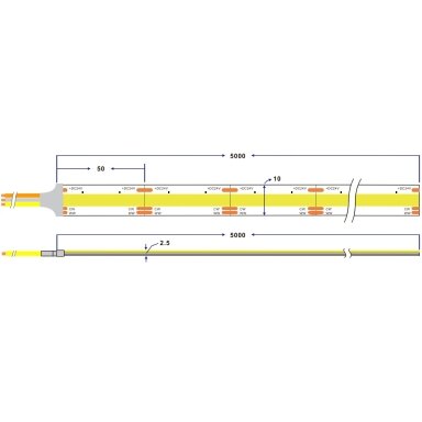 LED Strip 10W/m, 700Lm/m, 24V, CCT