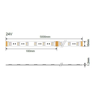 LED Strip 14.4W/m, 600Lm/m, 24V, Pro, IP54, Neutral Light