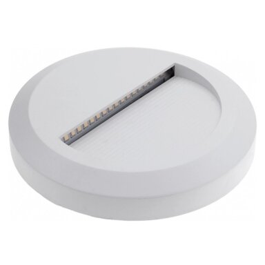 LED laiptų šviestuvas, apvalus, baltas, 2W, šilta balta šviesa