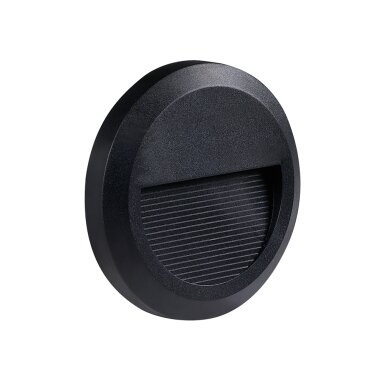 LED laiptų šviestuvas, apvalus, juodas, 2W, neutrali balta šviesa
