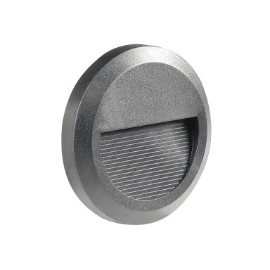 LED laiptų šviestuvas, apvalus, pilkas, 2W, šilta balta šviesa