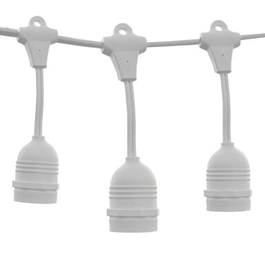 LED lauko girlianda, balta, 14.4m, 15 kabančių lizdų, be lempučių
