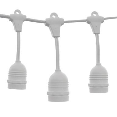 LED lauko girlianda, balta, 6m, 10 kabančių lizdų, be lempučių