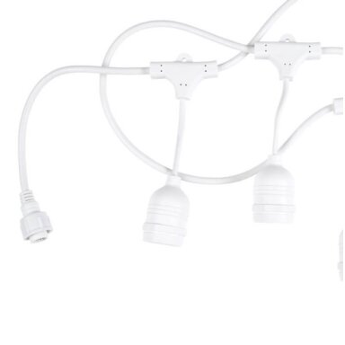 LED lauko girlianda, balta, 6m, 10 kabančių lizdų, be lempučių