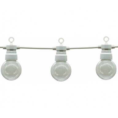 LED lauko girlianda, balta, 8m, 10 lizdų, 3W, šilta balta šviesa