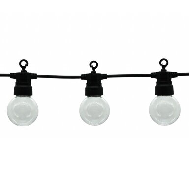 LED lauko girlianda, juoda, 13m, 20 lizdų, 6W, šilta balta šviesa