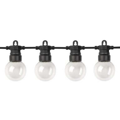 LED lauko girlianda, juoda, 13m, 20 lizdų, 6W, šilta balta šviesa
