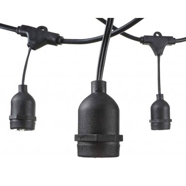 LED lauko girlianda, juoda, 14.4m, 15 kabančių lizdų, be lempučių