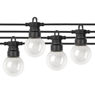 LED lauko girlianda, juoda, 8m, 10 lizdų, 3W, šilta balta šviesa
