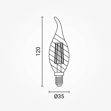 LED lemputė E14 C35 4W, twist tip, šilta balta šviesa