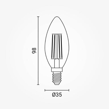LED lemputė E14 C35 6W, šalta balta šviesa