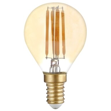 LED lemputė E14 G45 4W, dimeriuojama, auksinė, šilta balta šviesa