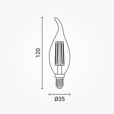 LED lemputė E14 T35 4W, tip, auksinė, šilta balta šviesa