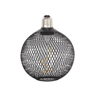 LED lemputė E27 2.5W, ažūrinis gaubtas, juodas, šilta balta šviesa