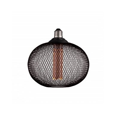 LED lemputė E27 2.5W, ažūrinis gaubtas, juodas, šilta balta šviesa