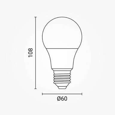 LED lemputė E27 A60 8.5W, šalta balta šviesa