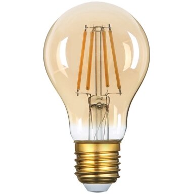 LED lemputė E27 A60 8W, dimeriuojama, auksinė, šilta balta šviesa
