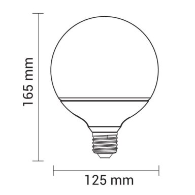 LED lemputė E27 G125 6.5W, šilta balta šviesa