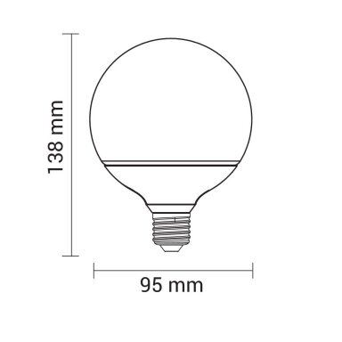 LED lemputė E27 G95 12W, 5 metai garantija, neutrali balta šviesa