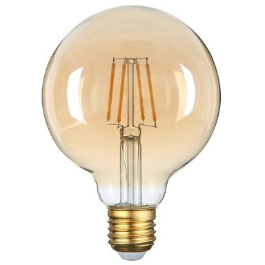 LED lemputė E27 G95 4W, auksinė, šilta balta šviesa