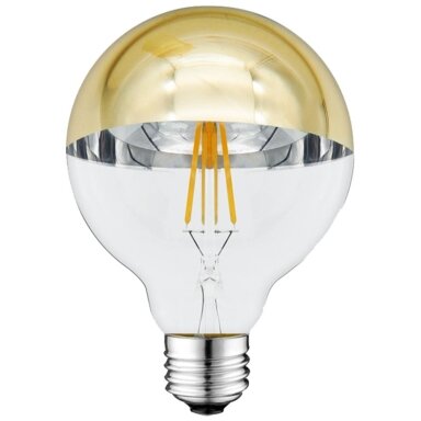 LED lemputė E27 G95 4W, pusiau auksinė, šilta balta šviesa