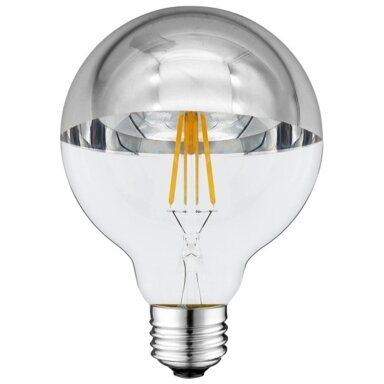 LED lemputė E27 G95 4W, pusiau sidabrinė, šilta balta šviesa