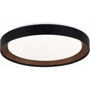 LED lubų šviestuvas, 36W, apvalus, juodas/riešutmedis, atmintis, nuotolinis valdymas, CCT šviesa