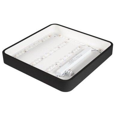 LED lubų šviestuvas, 36W, juodas, kvadratinis, šilta balta šviesa