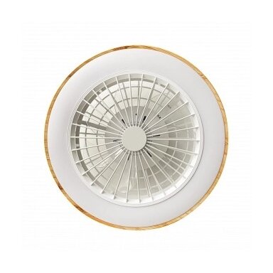 LED lubų šviestuvas/ventiliatorius, 36W, CCT šviesa, baltas/medis, nuotolinis valdymas
