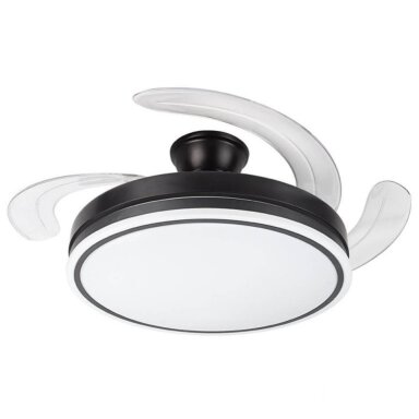 LED lubų šviestuvas/ventiliatorius, 36W, CCT šviesa, juodas, nuotolinis valdymas