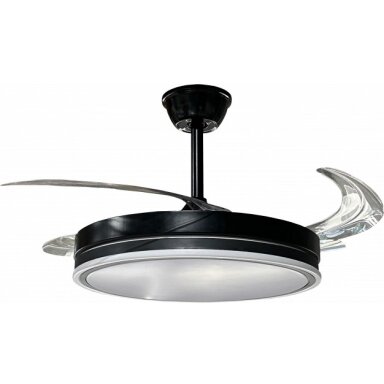 LED lubų šviestuvas/ventiliatorius, 36W, CCT šviesa, juodas, nuotolinis valdymas