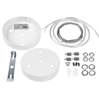 LED lubų šviestuvų tvirtinimo detalės, baltos