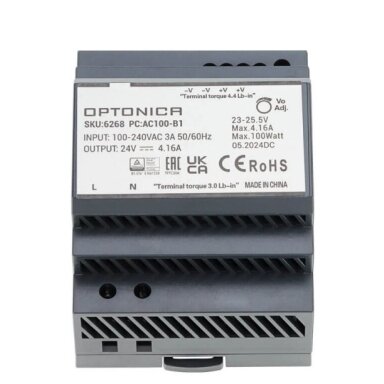 LED maitinimo šaltinis, 100W, 24V, 4.16A, plonas, DIN