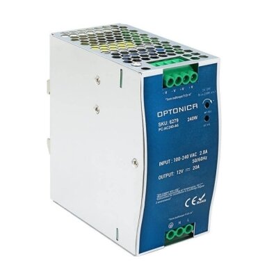LED maitinimo šaltinis, 240W, 12V, 20A, DIN