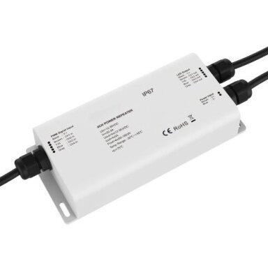 LED Constant Voltage Power Repeater, 12-36V, 5A/Ch, 4 Channels, Waterproof