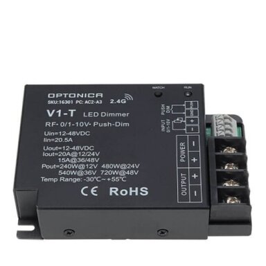 LED pastovios įtampos maitinimo valdiklis, 12-24V, 20A, 1 kanalas, nuotolinis valdymas LED pastovios įtampos maitinimo valdiklis, 12-24V, 20A, 1 kanalas, nuotolinis valdymas