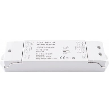 LED pastovios įtampos maitinimo valdiklis, 12-24V, 5A/kan., 5 kanalai, nuotolinis valdymas