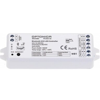 LED pastovios įtampos maitinimo valdiklis, 12-36V, 5A/kan., 2 kanalai, nuotolinis valdymas