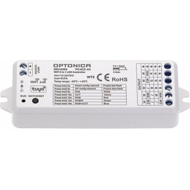 LED pastovios įtampos maitinimo valdiklis, 5in1 12-24V, 3A/kan., 5 kanalai, nuotolinis valdymas, Tuya, 3 metai garantija LED pastovios įtampos maitinimo valdiklis, 5in1 12-24V, 3A/kan., 5 kanalai, nuotolinis valdymas, Tuya, 3 metai garantija