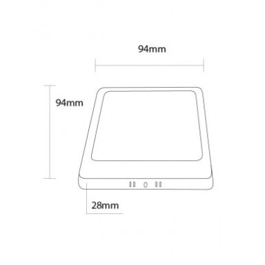 LED paviršinė panelė, kvadratinė, juoda, 6W, CCT šviesa