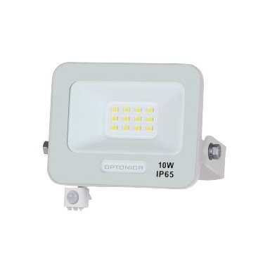 LED prožektorius, baltas, PIR jutiklis, 10W, 120°, neutrali balta šviesa