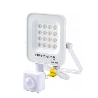 LED prožektorius, baltas, PIR jutiklis, 10W, šilta balta šviesa