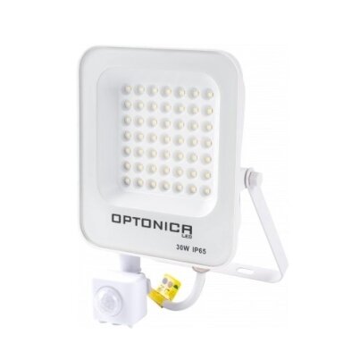 LED prožektorius, baltas, PIR jutiklis, 30W, neutrali balta šviesa