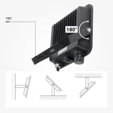 LED prožektorius, juodas, 90Lm/W, 50W, CCT 3000K-6000K