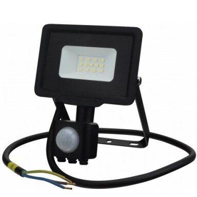 LED prožektorius, juodas, City Line, PIR jutiklis, 70cm laidas, 10W, šilta balta šviesa
