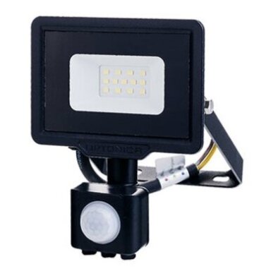 LED prožektorius, juodas, City Line, PIR jutiklis, 70cm laidas, 10W, šilta balta šviesa