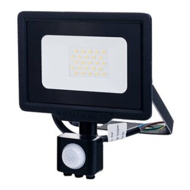 LED prožektorius, juodas, City Line, PIR jutiklis, 70cm laidas, 20W, šilta balta šviesa